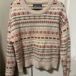 American Eagle Outfitters Women's Cream Patterned Sweater